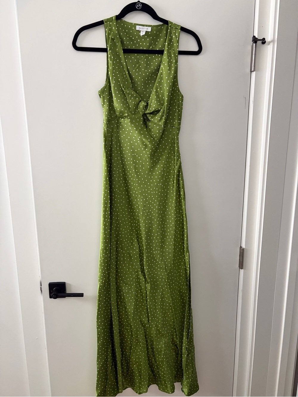 Silky TopShop Green Polka Dot Maxi Dress